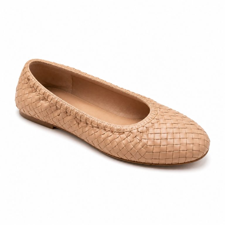 The Woven Ballet Flat — Hand-Woven Nude Italian Nappa Ballet Flats