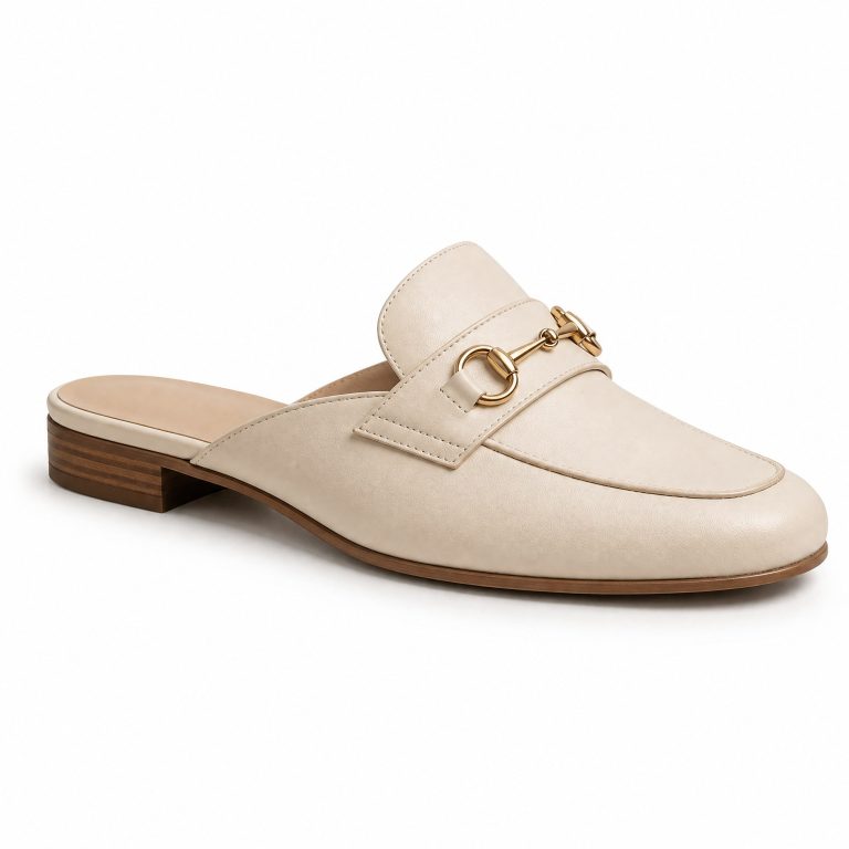 The Backless Loafer Mule in Cream Italian Leather